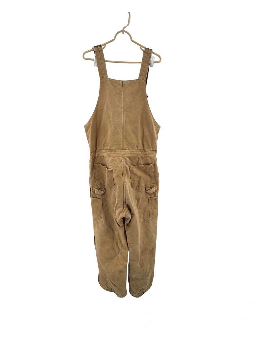 VTG CARHARTT QUILT LINED OVERALLS 36x34 ZIP side INSULATED BIB BROWN double knee